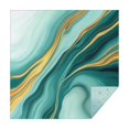 thumbnail image 1 of Teal and Gold Marble Flow Lines Pattern Square Tablecloth,Waterproof Square Table Cover,Wipeable Spillproof Washable Table Cover for Home Kitchen Party Decor 52"x52"(132x132cm), 1 of 6