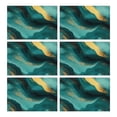 thumbnail image 1 of Teal and Gold Marble Flow Lines Pattern Summer Placemats Table Placemats Set Of 6-Linen Kitchen Washable Placemats Table Mats 11.8"x17.7" Non-Slip Heat Resistant, 1 of 5