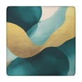 thumbnail image 1 of Teal and Gold Marble Fluid Art Pattern Square Fitted Tablecloth with Elastic Edge,Square Table Cover,Washable Elastic Table Cover for Home Kitchen Party Decor 34"x34", 1 of 6