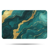 Teal and Gold Marble Glitter Dots Pattern Bathroom Rugs Mat,Non Slip Microfiber Bathroom Rug,Rubber Backing,Soft Bathroom Mats for Bathroom Floor,Tub and Shower,17x27in(43x68cm)