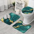 thumbnail image 1 of Teal and Gold Marble Glitter Dots Pattern Bathroom Rugs Sets 3 Piece,Toilet Cover Set,Absorbent Non Slip Bathroom Mats Sets with U-Shaped Contour Rug Toilet Rug Set, 1 of 5