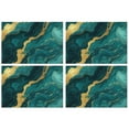thumbnail image 1 of Teal and Gold Marble Glitter Dots Pattern Summer Placemats Table Placemats Set Of 4-Linen Kitchen Washable Placemats Table Mats 11.8"x17.7" Non-Slip Heat Resistant, 1 of 6