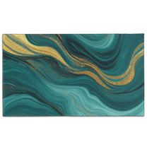 Teal and Gold Marble Glitter Waves Pattern Door Rugs,Washable Non Slip Door Mats Indoor,Decorative Door Mats,Entry Mat Indoor for Entrance,Bedroom,Kitchen,Bathroom,17"x30"