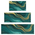 thumbnail image 1 of Teal and Gold Marble Glitter Waves Pattern Kitchen Rugs Sets Of 3,Kitchen Runner Rugs Non Skid Washable,Decorative Kitchen Floor Mats for Kitchen,Sink,Laundry,17"x30"+ 17"x47" + 17"x59", 1 of 6
