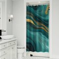 thumbnail image 1 of Teal and Gold Marble Glitter Waves Pattern Shower Curtain 36"x72" ,Bathroom Decorative Shower Curtains Set with 12 Hooks,Modern Waterproof Washable Shower Curtain, 1 of 6