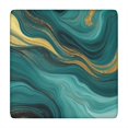 thumbnail image 1 of Teal and Gold Marble Glitter Waves Pattern Square Fitted Tablecloth with Elastic Edge,Square Table Cover,Washable Elastic Table Cover for Home Kitchen Party Decor 34"x34", 1 of 6