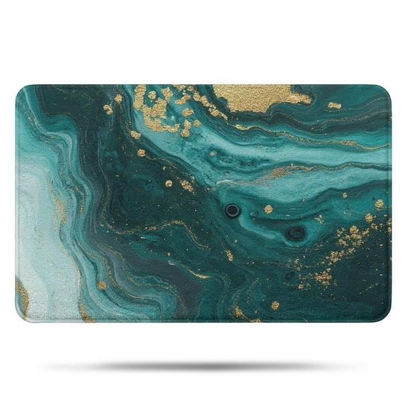 Teal Gold Marble Pattern Bathroom Rugs Mat,Non Slip Microfiber Bathroom Rug,Rubber Backing,Soft Bathroom Mats for Bathroom Floor,Tub and Shower,17x27in(43x68cm)