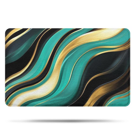 Teal Gold Marble Pattern Bathroom Rugs Mat,Non Slip Microfiber Bathroom Rug,Rubber Backing,Soft Bathroom Mats for Bathroom Floor,Tub and Shower,20x32in(50x80cm)