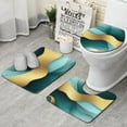 thumbnail image 1 of Teal Gold Marble Pattern Bathroom Rugs Sets 3 Piece,Toilet Cover Set,Absorbent Non Slip Bathroom Mats Sets with U-Shaped Contour Rug Toilet Rug Set, 1 of 5