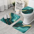 thumbnail image 1 of Teal Gold Marble Pattern Bathroom Rugs Sets 3 Piece,Toilet Cover Set,Absorbent Non Slip Bathroom Mats Sets with U-Shaped Contour Rug Toilet Rug Set, 1 of 5