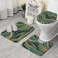 thumbnail image 1 of Teal Gold Marble Pattern Bathroom Rugs Sets 3 Piece,Toilet Cover Set,Absorbent Non Slip Bathroom Mats Sets with U-Shaped Contour Rug Toilet Rug Set, 1 of 5
