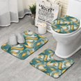 thumbnail image 1 of Teal Gold Marble Pattern Bathroom Rugs Sets 3 Piece,Toilet Cover Set,Absorbent Non Slip Bathroom Mats Sets with U-Shaped Contour Rug Toilet Rug Set, 1 of 5