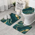 thumbnail image 1 of Teal Gold Marble Pattern Bathroom Rugs Sets 3 Piece,Toilet Cover Set,Absorbent Non Slip Bathroom Mats Sets with U-Shaped Contour Rug Toilet Rug Set, 1 of 5