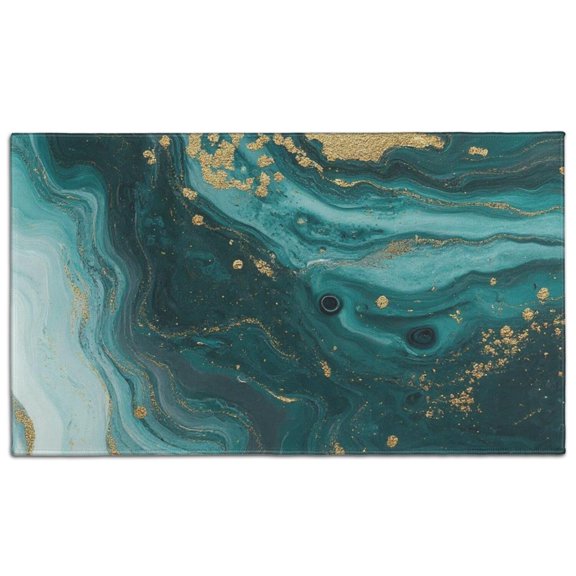 Teal Gold Marble Pattern Door Rugs,Washable Non Slip Door Mats Indoor,Decorative Door Mats,Entry Mat Indoor for Entrance,Bedroom,Kitchen,Bathroom,17"x30"