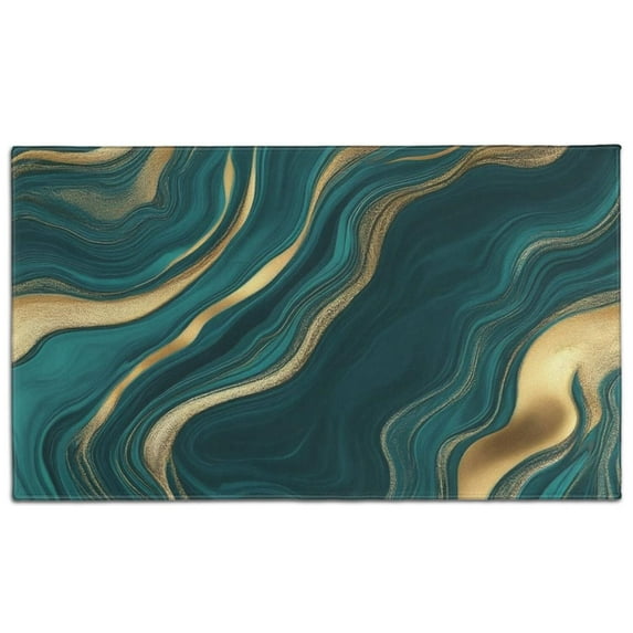 Teal Gold Marble Pattern Door Rugs,Washable Non Slip Door Mats Indoor,Decorative Door Mats,Entry Mat Indoor for Entrance,Bedroom,Kitchen,Bathroom,17"x30"
