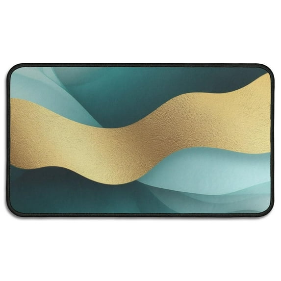 Teal Gold Marble Pattern Door Rugs,Washable Non Slip Door Mats Indoor,Decorative Door Mats,Entry Mat Indoor for Entrance,Bedroom,Kitchen,Bathroom,30"x17"