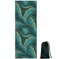 thumbnail image 1 of Teal Gold Marble Pattern Hot Yoga Mat Towel Non Slip for Hot Yoga - Quick-Drying Yoga Mat Cover with 4 Corner Pockets with Travel Bag - Hot Yoga Towel Non Slip Grip Moisture Wicking Sweat 70"x26", 1 of 6
