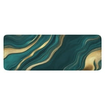 Teal Gold Marble Pattern Kitchen Rug Mat,Kitchen Runner Rugs Non Skid Washable,Decorative Kitchen Floor Mats for Kitchen,Sink,Laundry,17"x47.2"