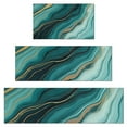 thumbnail image 1 of Teal Gold Marble Pattern Kitchen Rugs Sets Of 3,Kitchen Runner Rugs Non Skid Washable,Decorative Kitchen Floor Mats for Kitchen,Sink,Laundry,17"x30"+ 17"x47" + 17"x59", 1 of 6