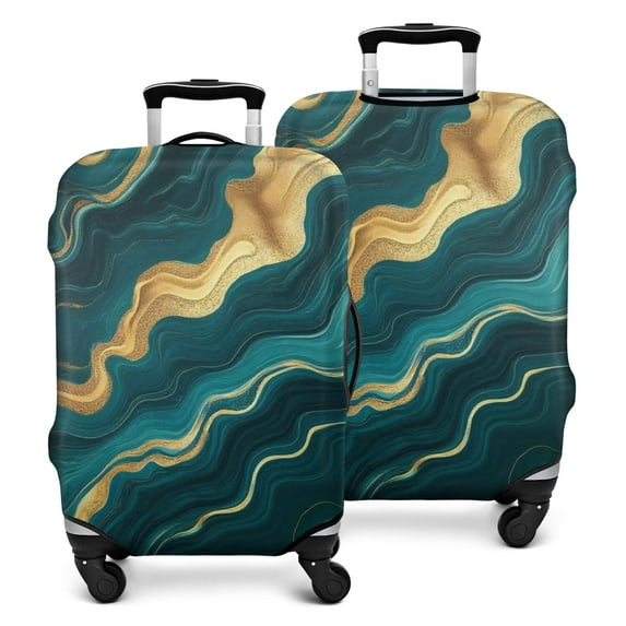 Teal Gold Marble Pattern Luggage Cover Fashion Suitcase Cover Baggage Covers Fit 25-28 Inch Luggage (Go Travel)
