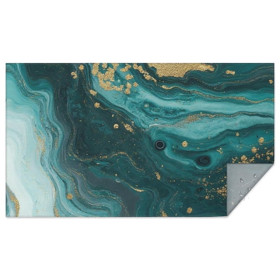 Teal Gold Marble Pattern Rectangle Tablecloth 60"x102",Waterproof Polyester Rectangle Table Cloth, Wipeable Spillproof Polyester Tablecloth for Dining, Camping, Indoor and Outdoor