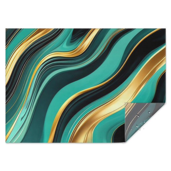 Teal Gold Marble Pattern Rectangle Tablecloth 60"x84",Waterproof Polyester Rectangle Table Cloth, Wipeable Spillproof Polyester Tablecloth for Dining, Camping, Indoor and Outdoor