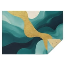 Teal Gold Marble Pattern Rectangle Tablecloth 60"x84",Waterproof Polyester Rectangle Table Cloth, Wipeable Spillproof Polyester Tablecloth for Dining, Camping, Indoor and Outdoor