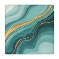 thumbnail image 1 of Teal Gold Marble Pattern Square Fitted Tablecloth with Elastic Edge,Square Table Cover,Washable Elastic Table Cover for Home Kitchen Party Decor 34"x34", 1 of 6