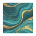 thumbnail image 1 of Teal Gold Marble Pattern Square Fitted Tablecloth with Elastic Edge,Square Table Cover,Washable Elastic Table Cover for Home Kitchen Party Decor 34"x34", 1 of 6
