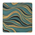 thumbnail image 1 of Teal Gold Marble Pattern Square Fitted Tablecloth with Elastic Edge,Square Table Cover,Washable Elastic Table Cover for Home Kitchen Party Decor 34"x34", 1 of 6