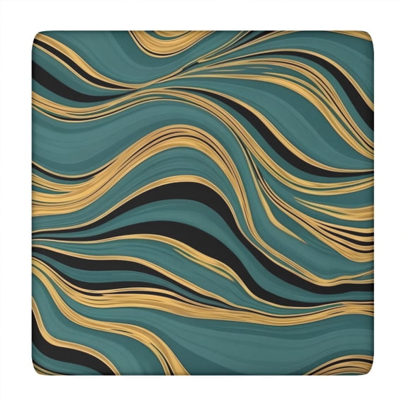 Teal Gold Marble Pattern Square Fitted Tablecloth with Elastic Edge,Square Table Cover,Washable Elastic Table Cover for Home Kitchen Party Decor 34"x34"