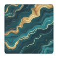 thumbnail image 1 of Teal Gold Marble Pattern Square Fitted Tablecloth with Elastic Edge,Square Table Cover,Washable Elastic Table Cover for Home Kitchen Party Decor 34"x34", 1 of 6