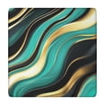 thumbnail image 1 of Teal Gold Marble Pattern Square Fitted Tablecloth with Elastic Edge,Square Table Cover,Washable Elastic Table Cover for Home Kitchen Party Decor 34"x34", 1 of 6