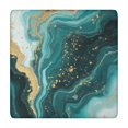 thumbnail image 1 of Teal Gold Marble Pattern Square Fitted Tablecloth with Elastic Edge,Square Table Cover,Washable Elastic Table Cover for Home Kitchen Party Decor 34"x34", 1 of 6