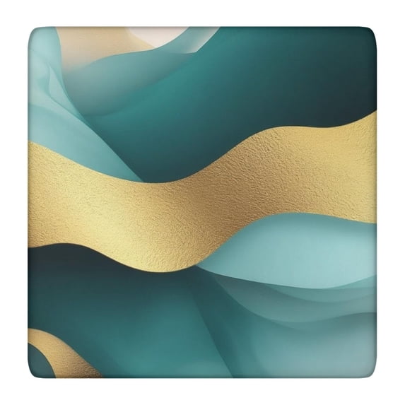 Teal Gold Marble Pattern Square Fitted Tablecloth with Elastic Edge,Square Table Cover,Washable Elastic Table Cover for Home Kitchen Party Decor 36"x36"