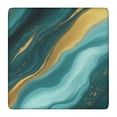 thumbnail image 1 of Teal Gold Marble Pattern Square Fitted Tablecloth with Elastic Edge,Square Table Cover,Washable Elastic Table Cover for Home Kitchen Party Decor 36"x36", 1 of 6