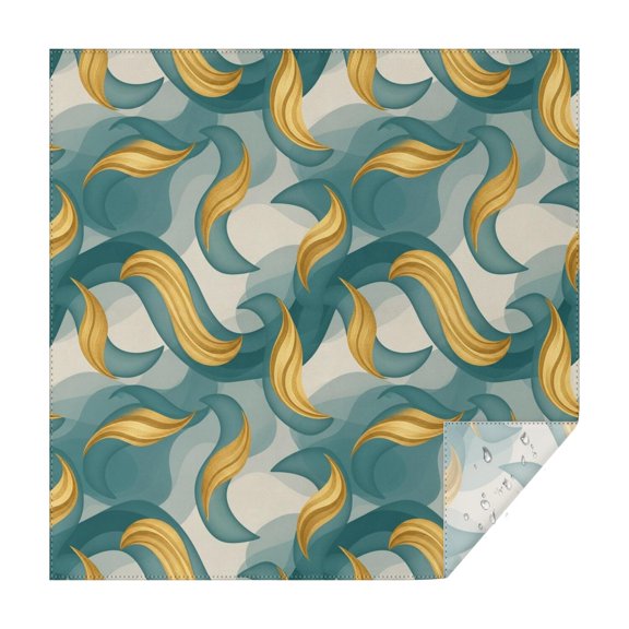 Teal Gold Marble Pattern Square Tablecloth,Waterproof Square Table Cover,Wipeable Spillproof Washable Table Cover for Home Kitchen Party Decor 42"X42"(107x107cm)