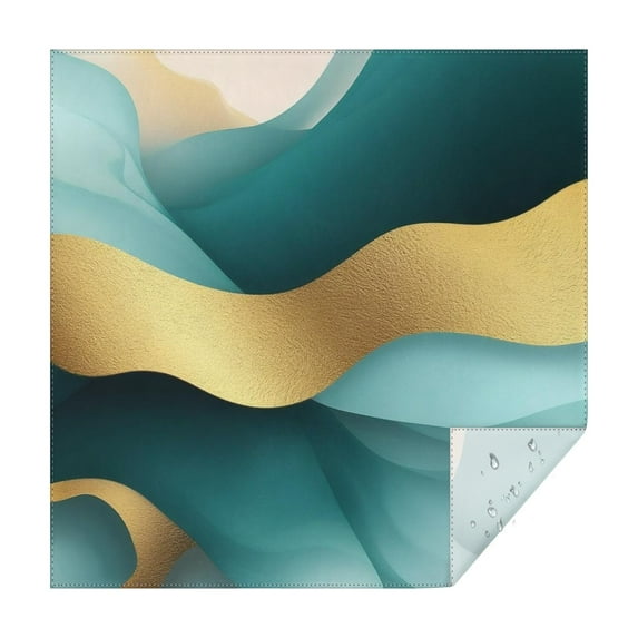 Teal Gold Marble Pattern Square Tablecloth,Waterproof Square Table Cover,Wipeable Spillproof Washable Table Cover for Home Kitchen Party Decor 42"X42"(107x107cm)