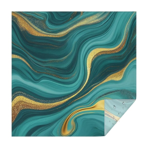 Teal Gold Marble Pattern Square Tablecloth,Waterproof Square Table Cover,Wipeable Spillproof Washable Table Cover for Home Kitchen Party Decor 42"X42"(107x107cm)