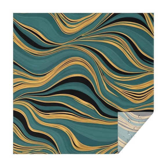 Teal Gold Marble Pattern Square Tablecloth,Waterproof Square Table Cover,Wipeable Spillproof Washable Table Cover for Home Kitchen Party Decor 42"X42"(107x107cm)