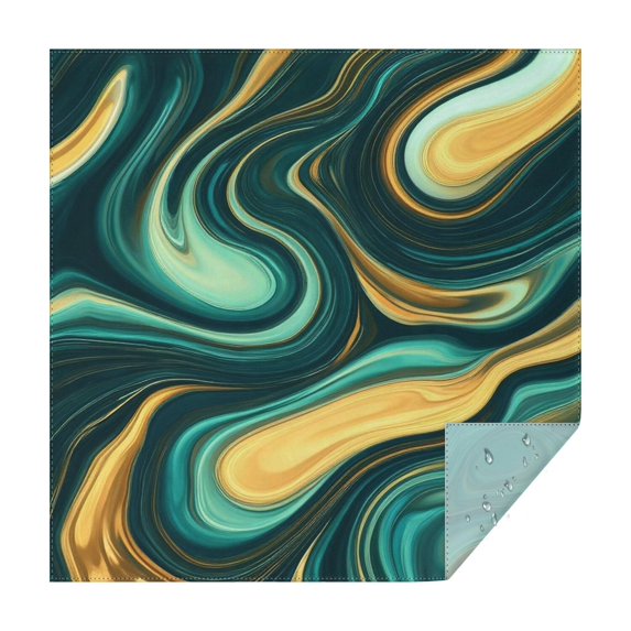 Teal Gold Marble Pattern Square Tablecloth,Waterproof Square Table Cover,Wipeable Spillproof Washable Table Cover for Home Kitchen Party Decor 52"x52"(132x132cm)