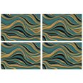 thumbnail image 1 of Teal Gold Marble Pattern Summer Placemats Table Placemats Set Of 4-Linen Kitchen Washable Placemats Table Mats 11.8"x17.7" Non-Slip Heat Resistant, 1 of 6