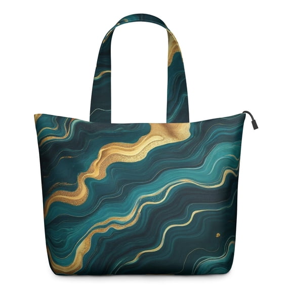 Teal Gold Marble Pattern Travel Tote Bags for Women Carry On,Large Weekender Bags for Women Travel,Multi Functional Duffle Bag for Work,Shopping,Sports