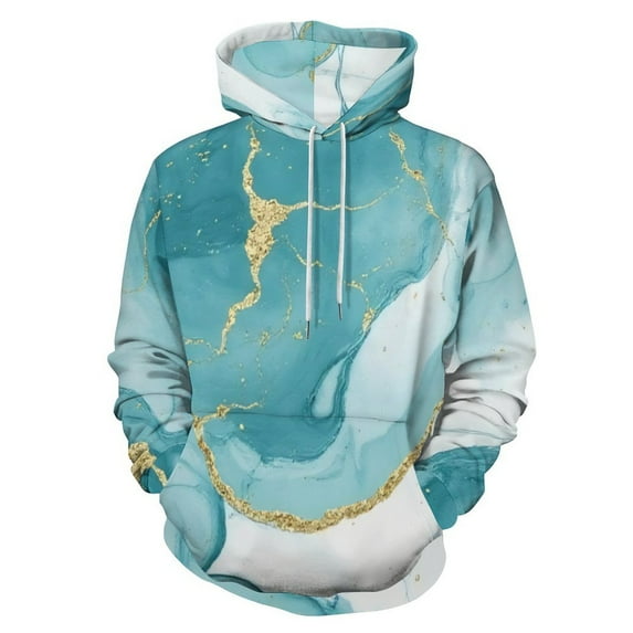 Teal Gold Marble Print 3D Print Hoodie Men Women Autumn Thin Pullover Sweatshirt Vintage Streetwear Tops