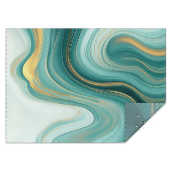Teal Gold Marble Rectangle Tablecloth 60"x84",Waterproof Polyester Rectangle Table Cloth, Wipeable Spillproof Polyester Tablecloth for Dining, Camping, Indoor and Outdoor