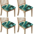 thumbnail image 1 of Teal Gold Marble Seat Covers for Dining Room Chairs Set Of 4,Stretch Printed Washable Chair Seat Cover with Elastic Ties and Button,Removable Waterproof Couch Cushion Covers, 1 of 6