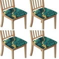 thumbnail image 1 of Teal Gold Marble Seat Covers for Dining Room Chairs Set Of 4,Stretch Printed Washable Chair Seat Cover with Elastic Ties and Button,Removable Waterproof Couch Cushion Covers, 1 of 6