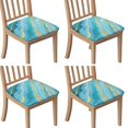 thumbnail image 1 of Teal Gold Marble Seat Covers for Dining Room Chairs Set Of 4,Stretch Printed Washable Chair Seat Cover with Elastic Ties and Button,Removable Waterproof Couch Cushion Covers, 1 of 6