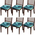 thumbnail image 1 of Teal Gold Marble Seat Covers for Dining Room Chairs Set Of 6,Stretch Printed Washable Chair Seat Cover with Elastic Ties and Button,Removable Waterproof Couch Cushion Covers, 1 of 6