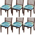thumbnail image 1 of Teal Gold Marble Seat Covers for Dining Room Chairs Set Of 6,Stretch Printed Washable Chair Seat Cover with Elastic Ties and Button,Removable Waterproof Couch Cushion Covers, 1 of 6